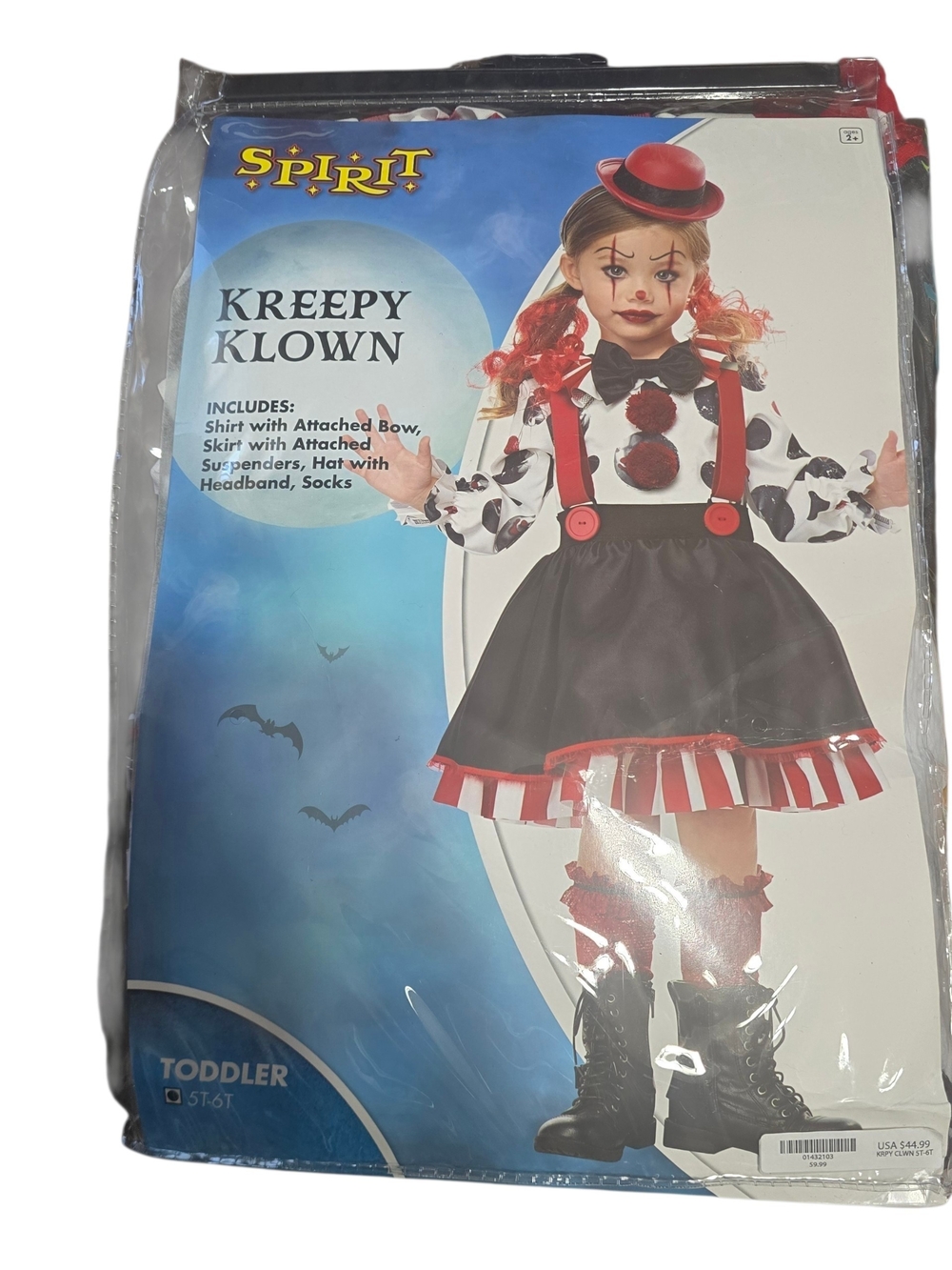 Spirit Kreepy Klown Toddler Costume - Black & Red
